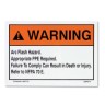 E-Z-Code® Safety Label Length: 3-1/2 in Width Inches: 5 in Black/Orange Legend: Warning Arc Flash Hazard