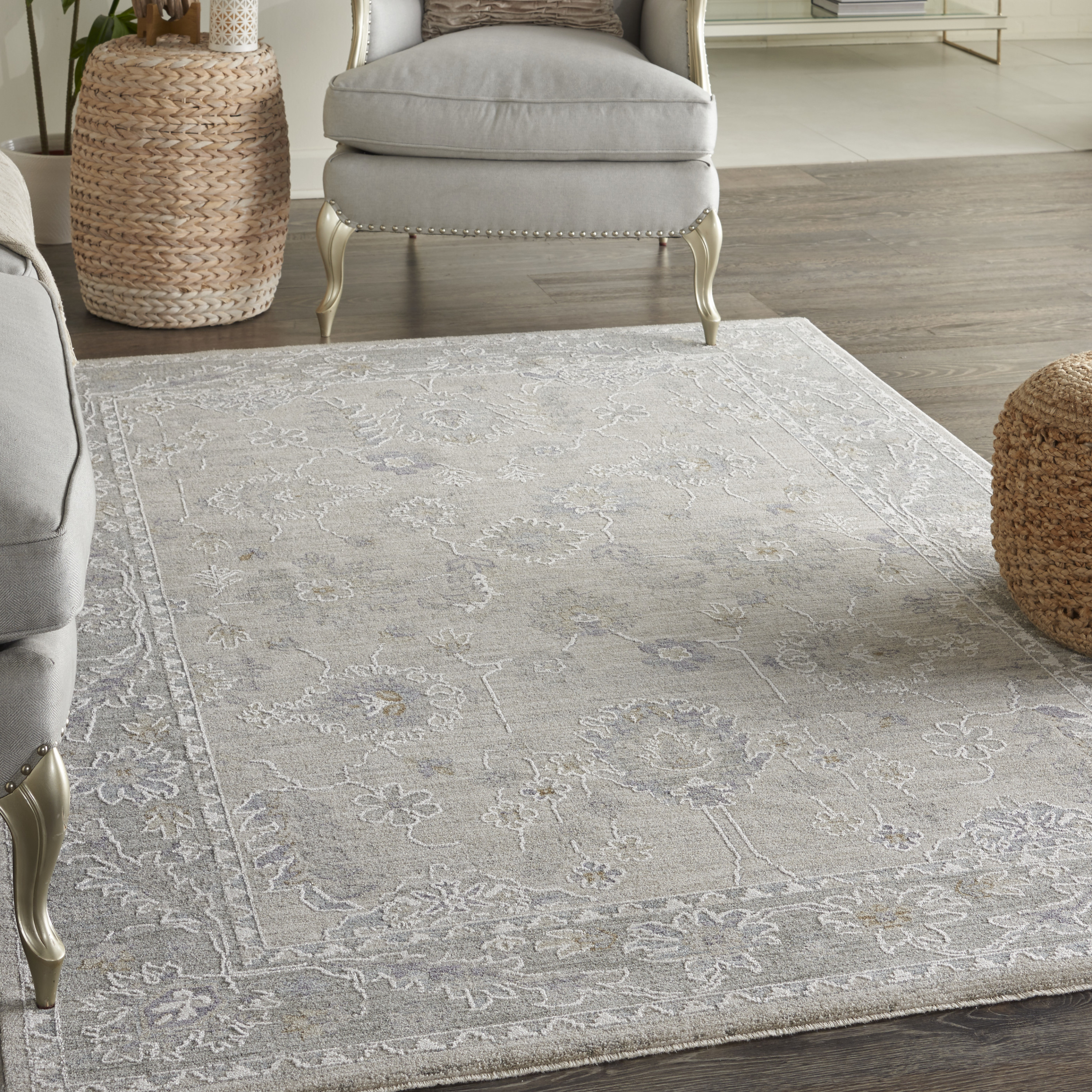 Nourison Infinite 5'3" x 7'8" Light Grey Vintage Indoor Rug