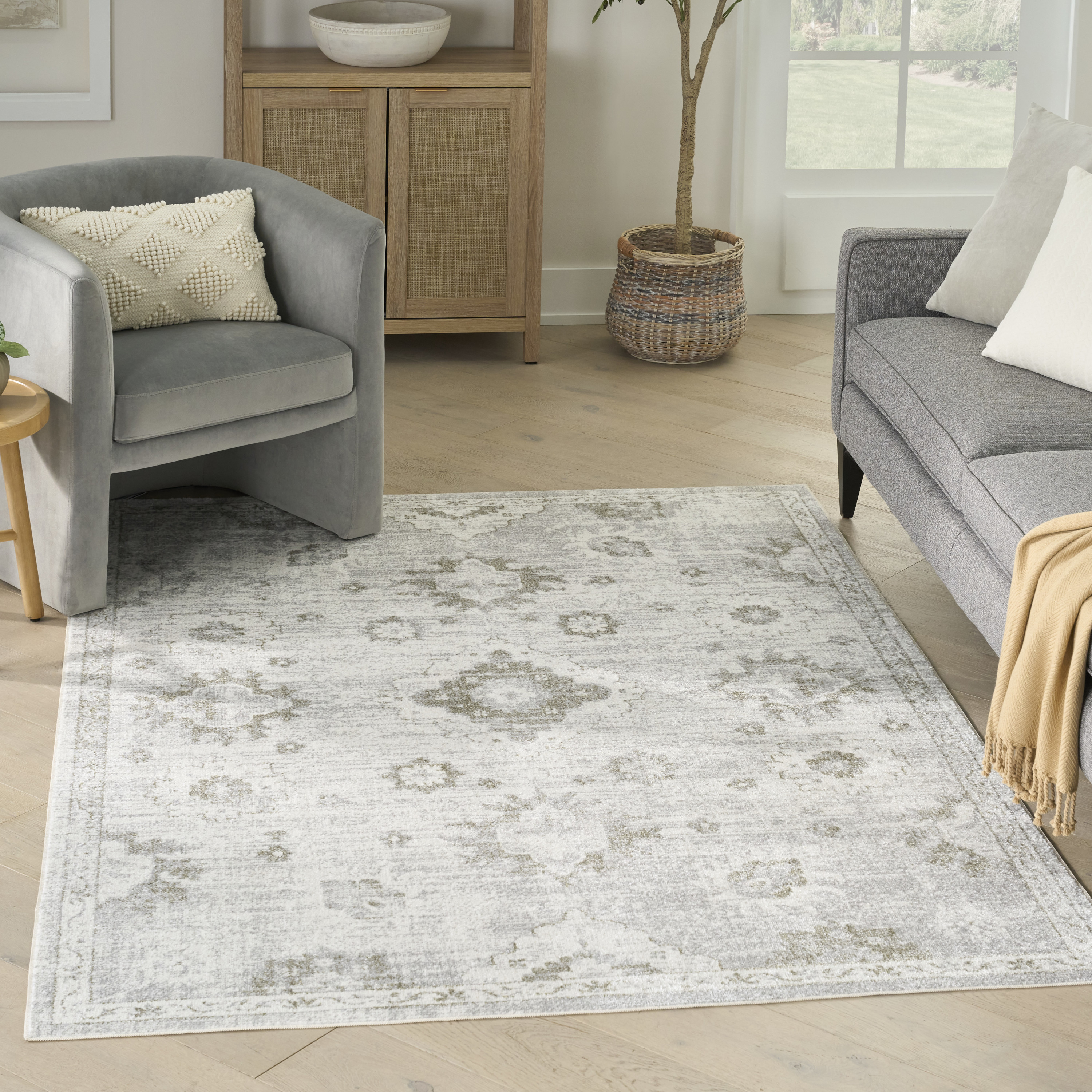 Nourison Astra Machine Washable 4' x 6' Ivory Vintage Indoor Rug