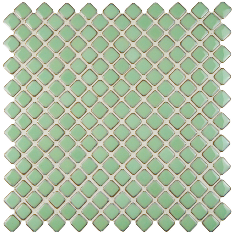 Sample – Hudson Diamond Light Green Porcelain Mosaic Tile