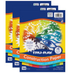 Tru-Ray&reg; Construction Paper, Heavyweight, Color Wheel Assortment, 12 Vibrant Colors, 9" x 12", 144 Sheets Per Pack, 3 Packs PAC6576-3