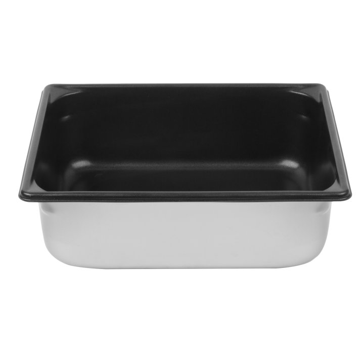 Half-size 4-inch-deep Super Pan V® stainless steel steam table pan with Steel Coat x3™ nonstick coating