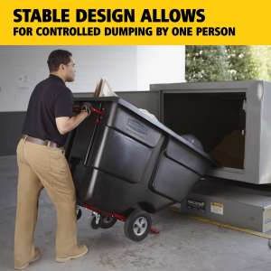 RUB1314BK, Rubbermaid Commercial, Rotomolded Tilt Truck, Utility Duty, 1 Cubic Yard, Black