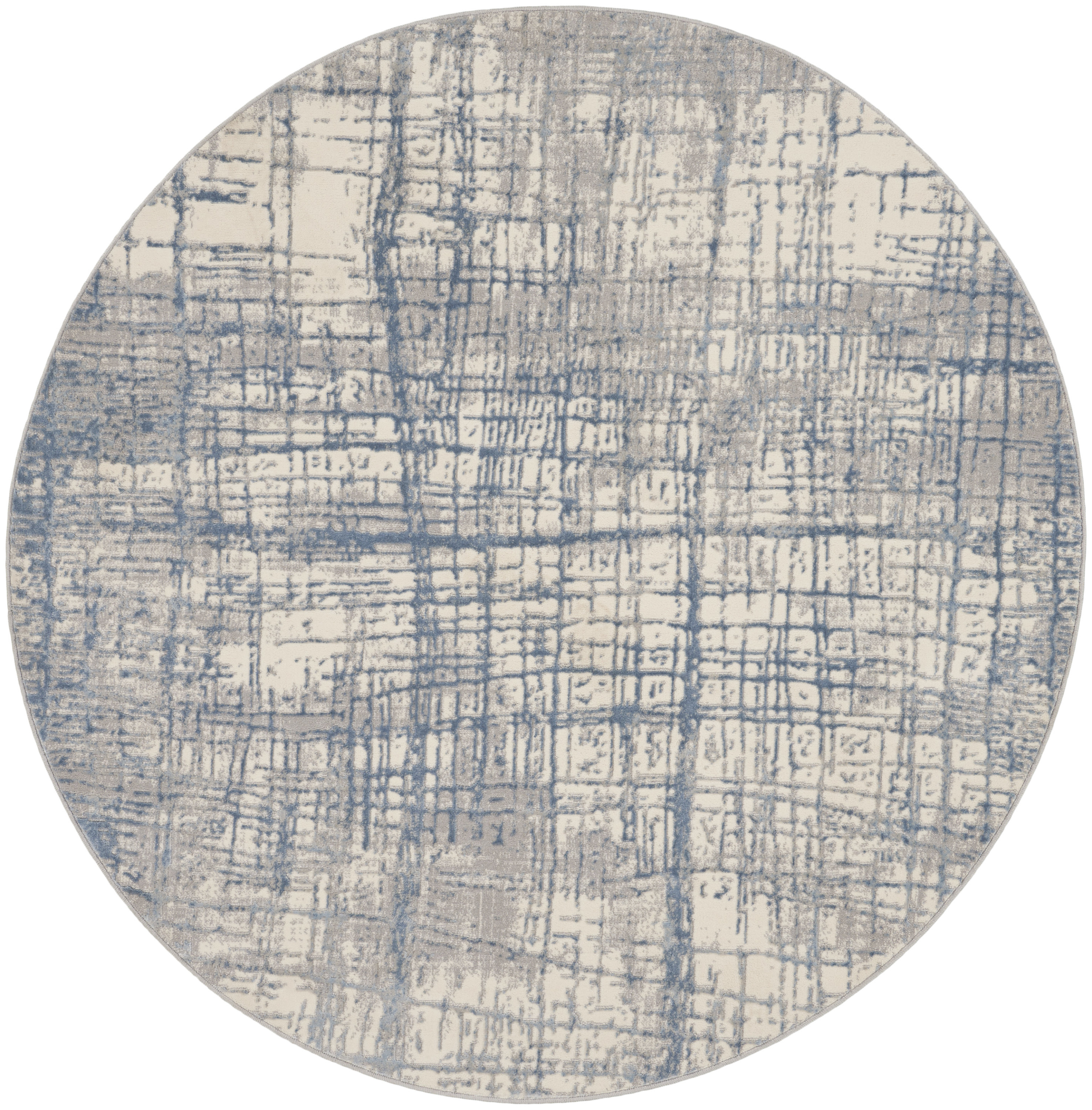 Calvin Klein CK950 Rush 6' x Round Ivory Blue Modern Indoor Rug