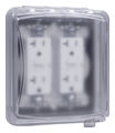 Weatherproof Flat Flip Cover Polycarbonate 2-Gang Horizontal/Vertical 55-in-1 Configurations Clear