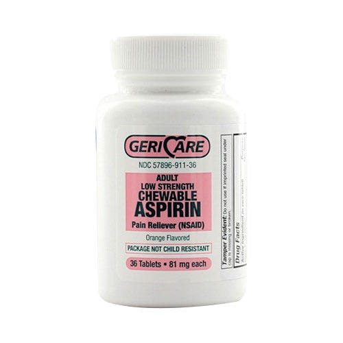 Adult Low Strength, Chewable Aspirin, 81mg, 36 Count Tablets - 36/Bottle