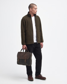 Waxed Leather Briefcase Olive