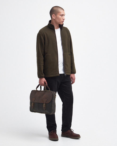 Waxed Leather Briefcase Olive