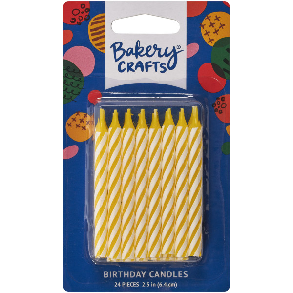Yellow Candy Stripe Smooth & Spiral Candles