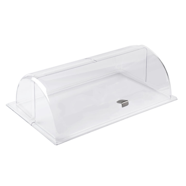 Full-size acrylic rolltop cover for cubic display cutting board or display platter