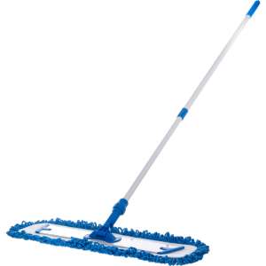 Carlisle, Flo-Pac, Microfiber Hook & Loop Dry Dust Mop with Fringe, 24"W, Blue