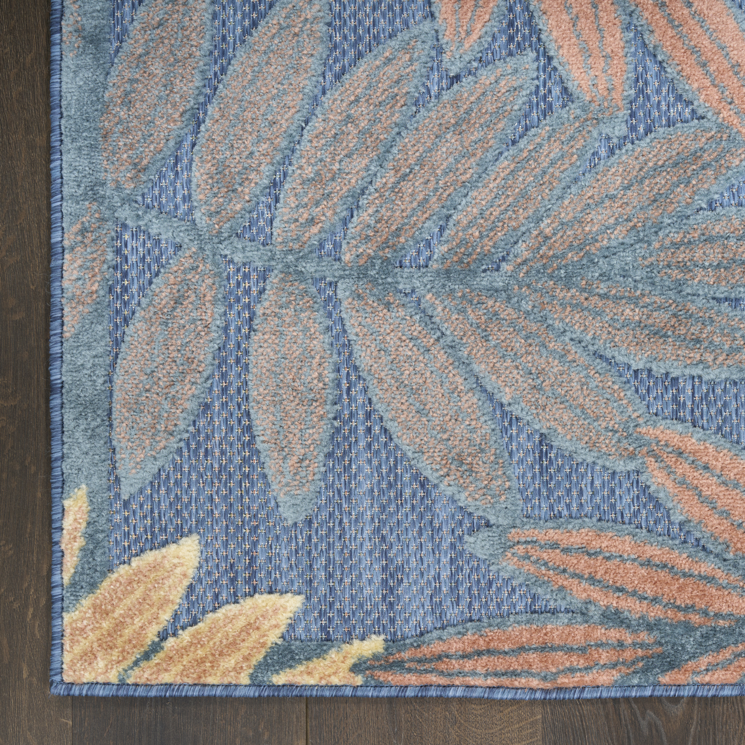 Nourison Aloha 2'8" x 4' Blue Rose Modern Rug