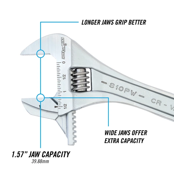 810PW 10-inch Reversible Jaw Adjustable Wrench