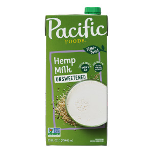 Pacific Foods® Unsweetened Hemp Milk, Plant Based Milk, 32 oz Carton (Case of 12)