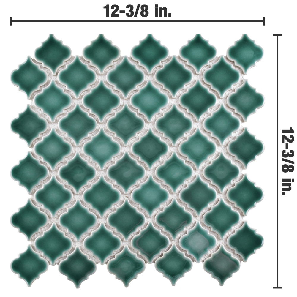 Hudson Tangier Emerald 12-3/8 in. x 12-3/8 in. Porcelain Mosaic Tile