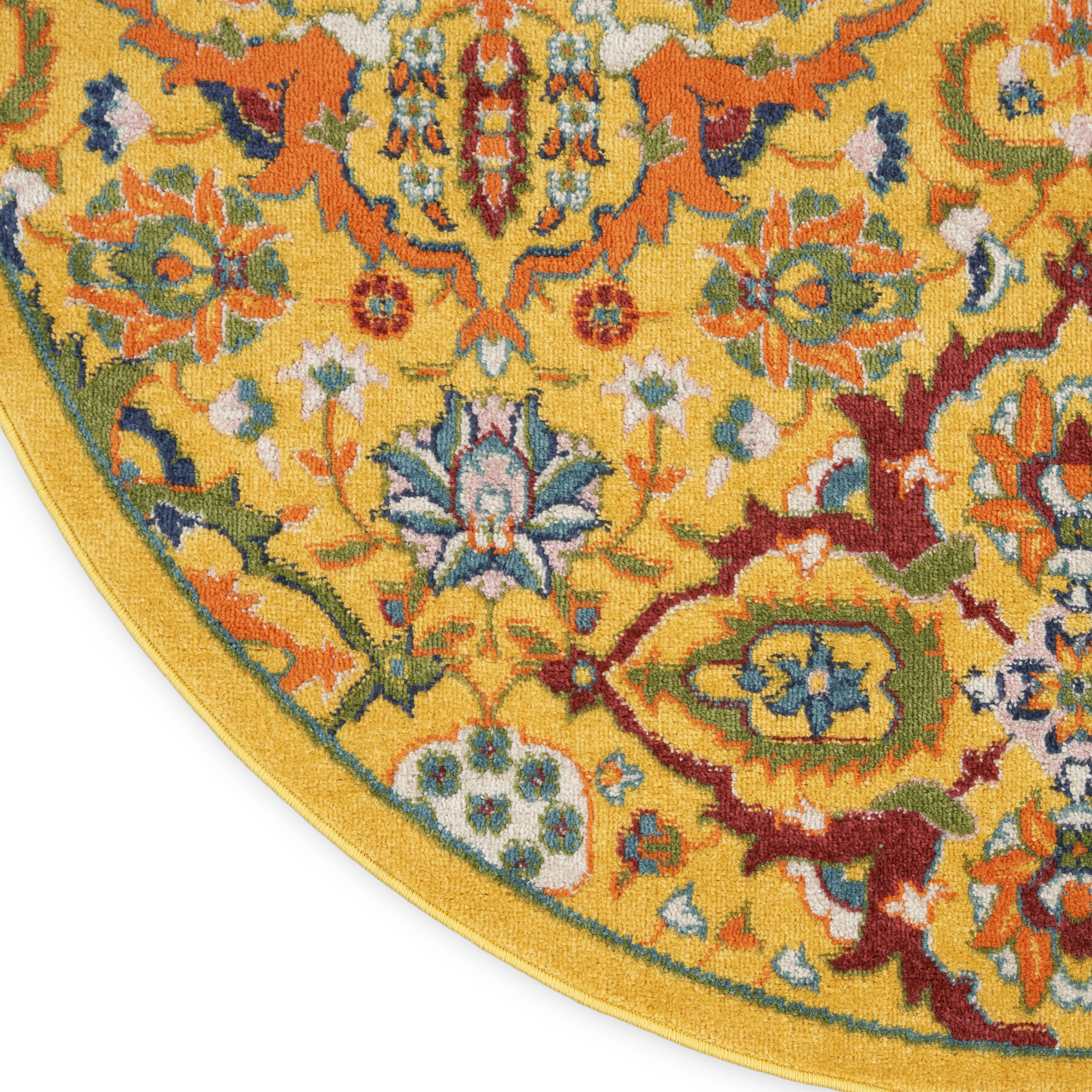 Nourison Allur 7’10” x Round Yellow Multicolor Bohemian Indoor Rug