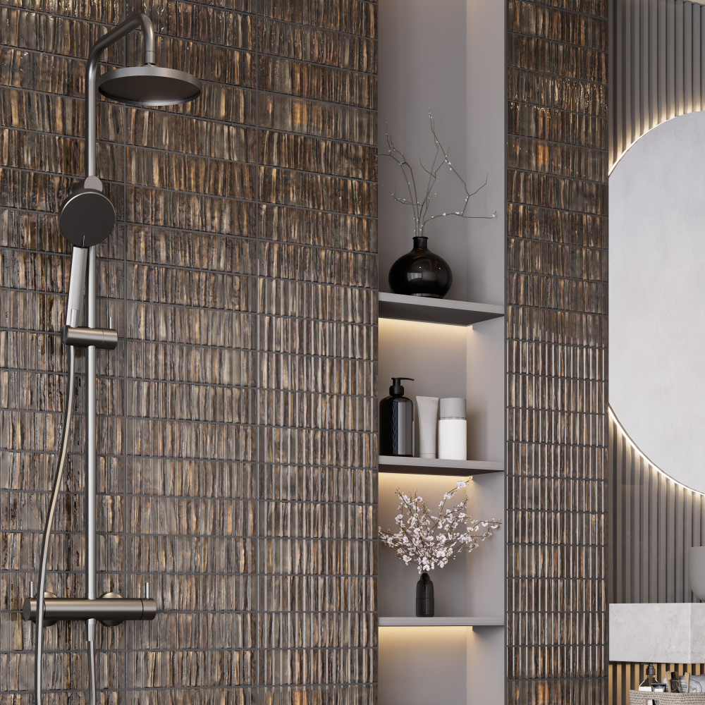 Joliet Prisma Dark Amber 3 in. x 12 in. Ceramic Wall Tile