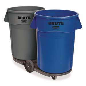 Rubbermaid Commercial, VENTED BRUTE, 32 gal, Resin, Blue, Round, Receptacle