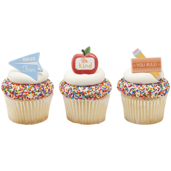 School Rules Icons Cupcake Rings