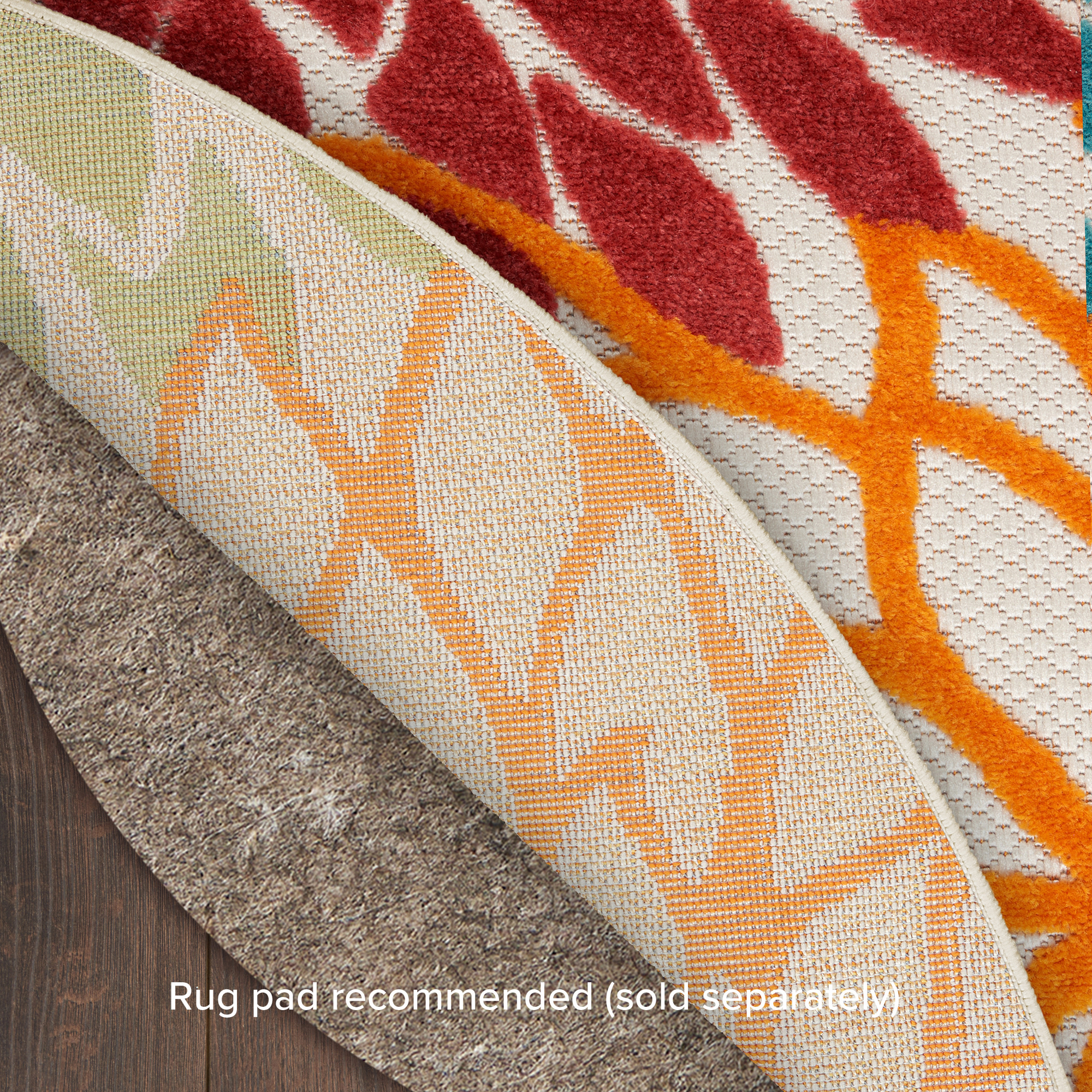 Nourison Aloha 4' x Round Red Multicolor Tropical Rug