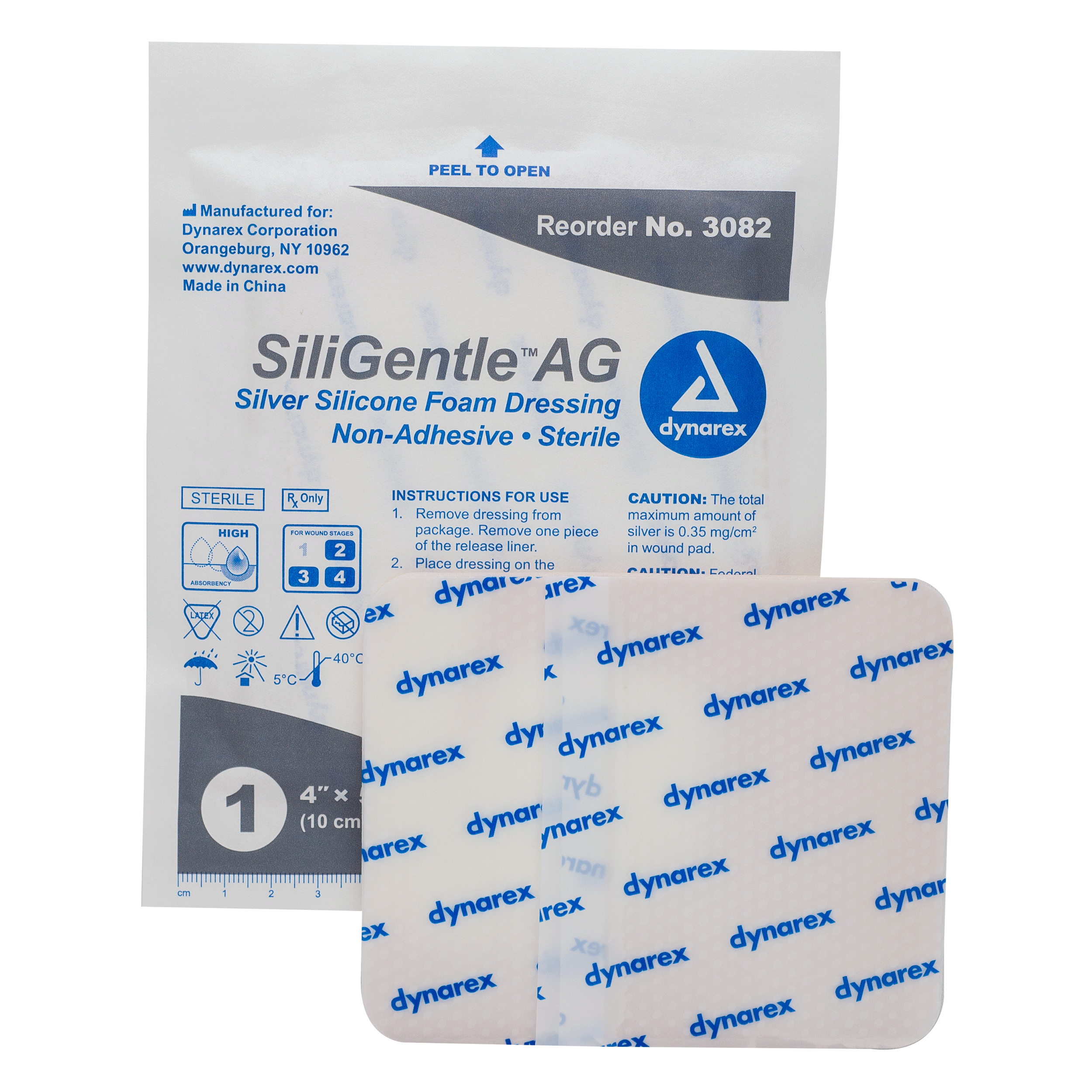 SiliGentle™ AG Silver Silicone Foam Dressing - 4 x 5in