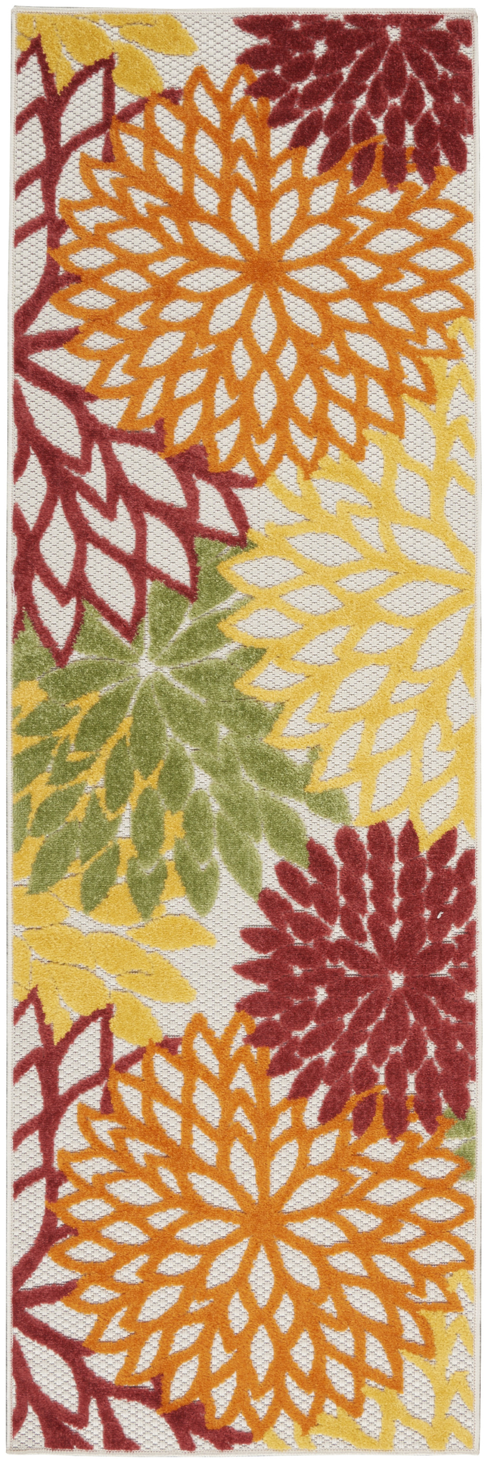 Nourison Aloha 2'3" x 8' Red Multicolor Tropical Rug