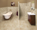 PietraArt Travertine Picasso 12x12,  Ivory and Picasso 4x4 Tumbled