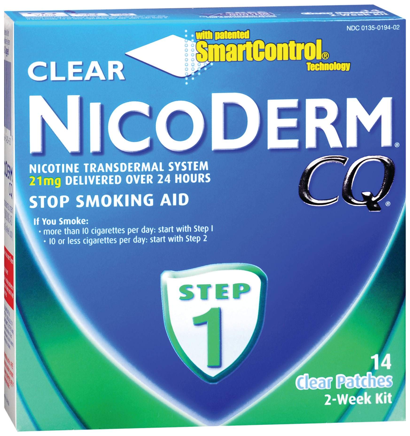 Nicoderm CQ® Stop Smoking Aid Clear Patches Step 1 21 mg