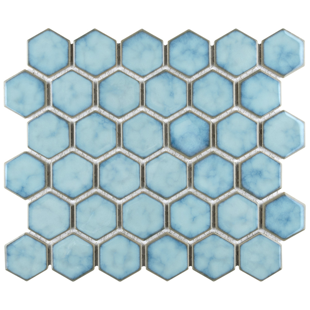 Hudson Due 2″ Hex Marine 10-7/8 in. x 12-5/8 in. Porcelain Mosaic Tile