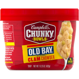 Campbell’s® Chunky® Soup, OLD BAY® Seasoned Clam Chowder, 15.25 oz Microwavable Bowl (Case of 8)