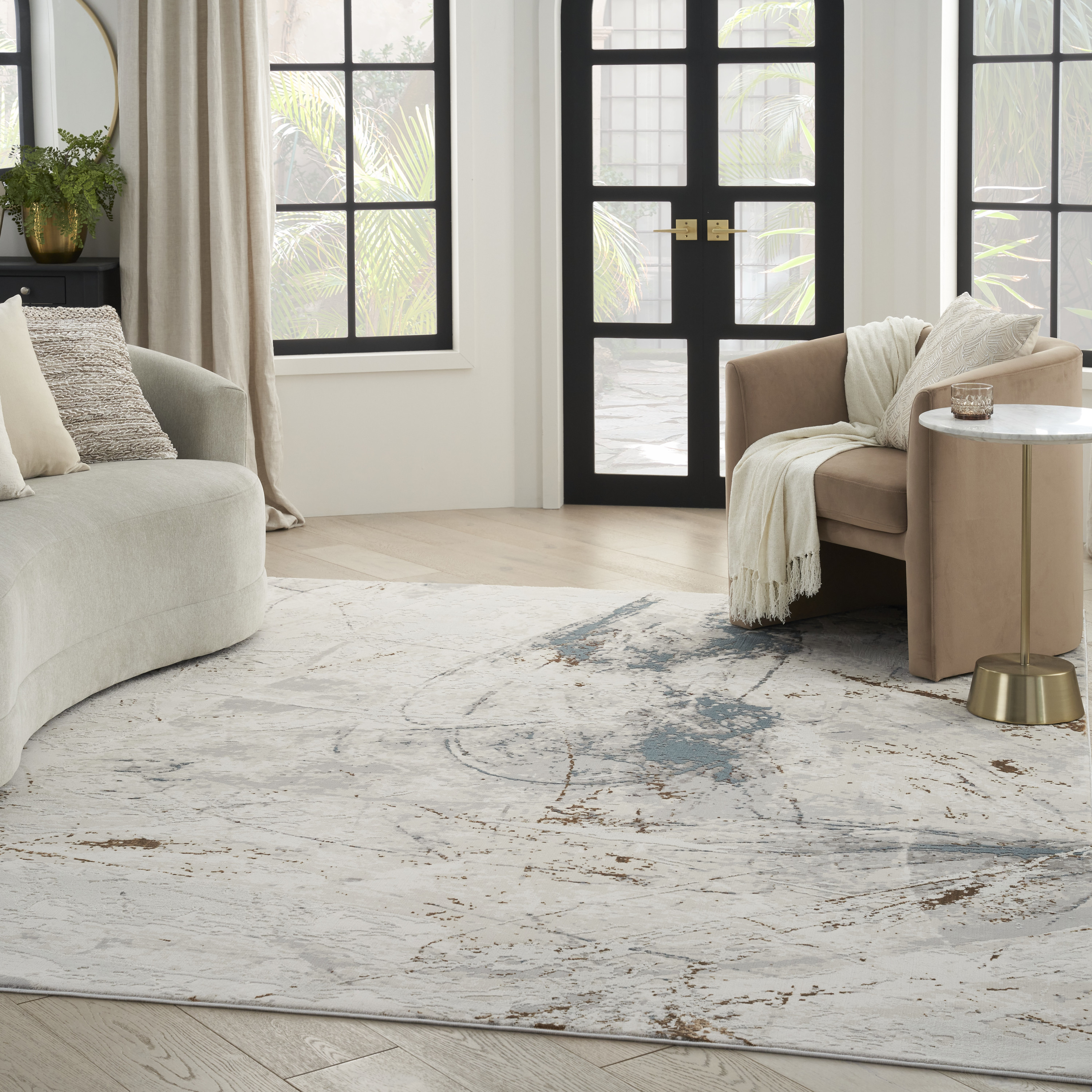 Nourison Desire 9' x 12' Ivory Grey Blue Modern Indoor Rug