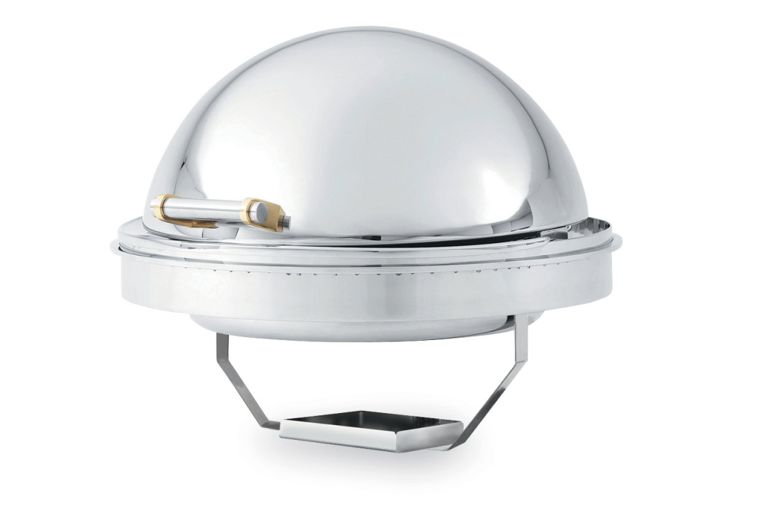 6-quart New York, New York® round drop-in chafer with a fully retractable dome cover, food pan and brass trim