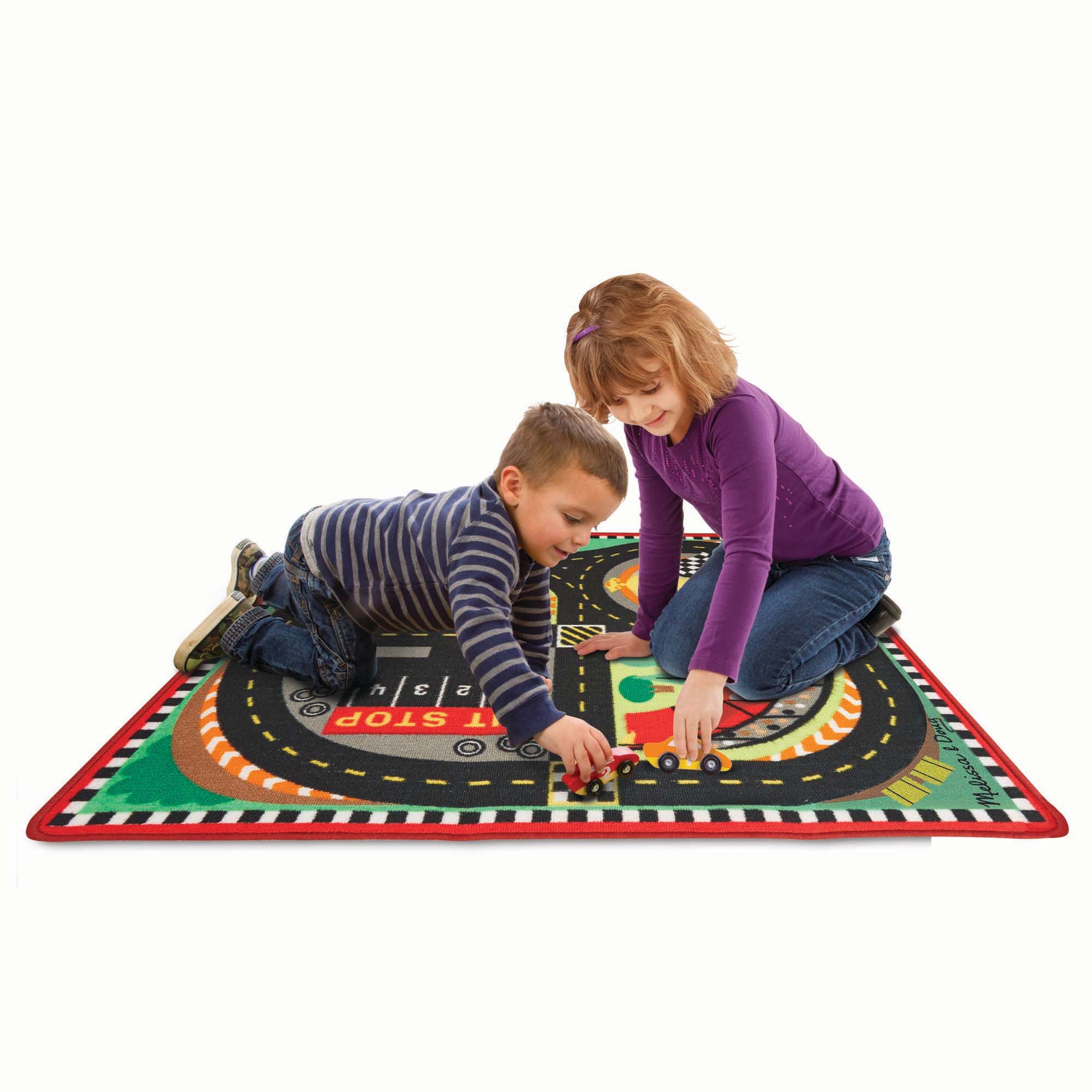 Melissa & Doug Round the Speedway Race Track Rug & Car Set image number null