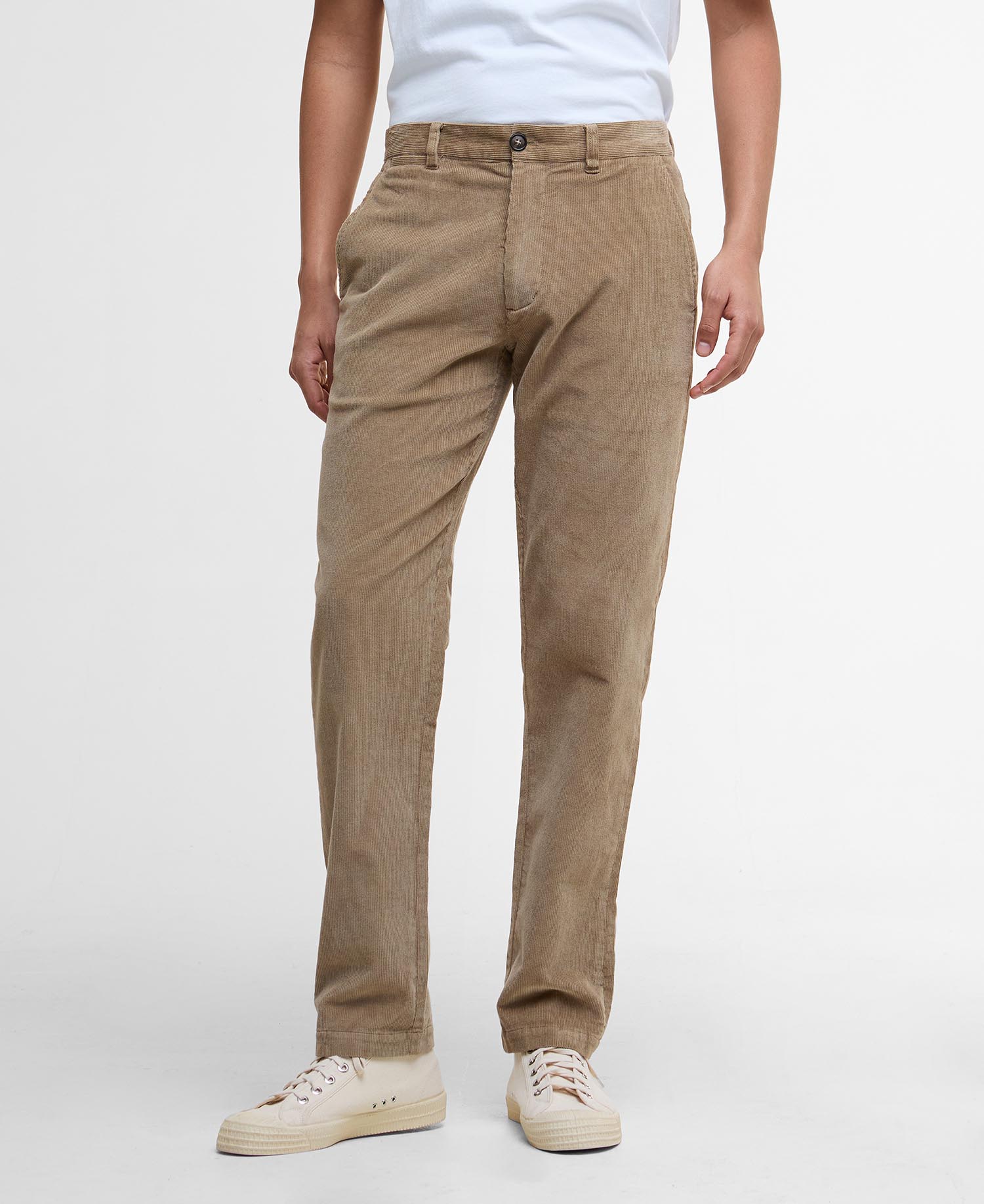 Pantaloni in velluto stretch a coste sottili dalla vestibilità leggermente aderente image number 1