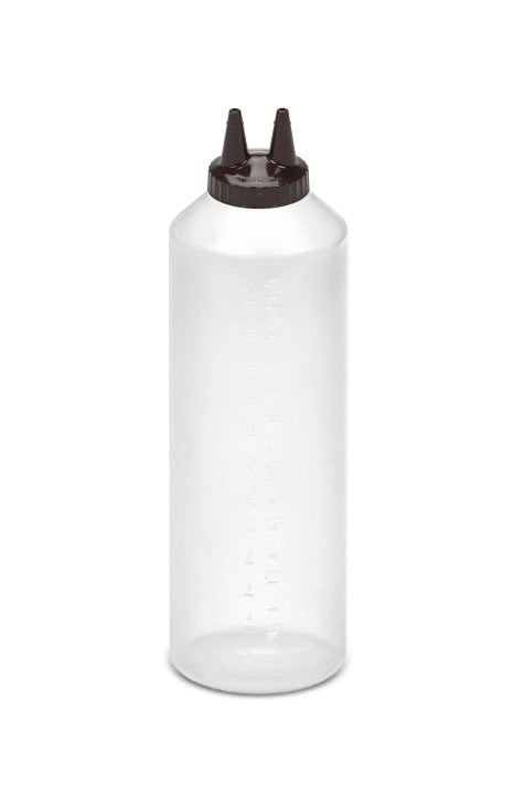 Dispensador a presión doble transparente de 710 ml con tapa marrón