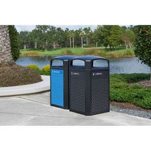 RUB3975BK, Rubbermaid Commercial,  Landmark Series Classic Container,  Dome Top with Rigid Liner, 50 gal, Plastic, Black