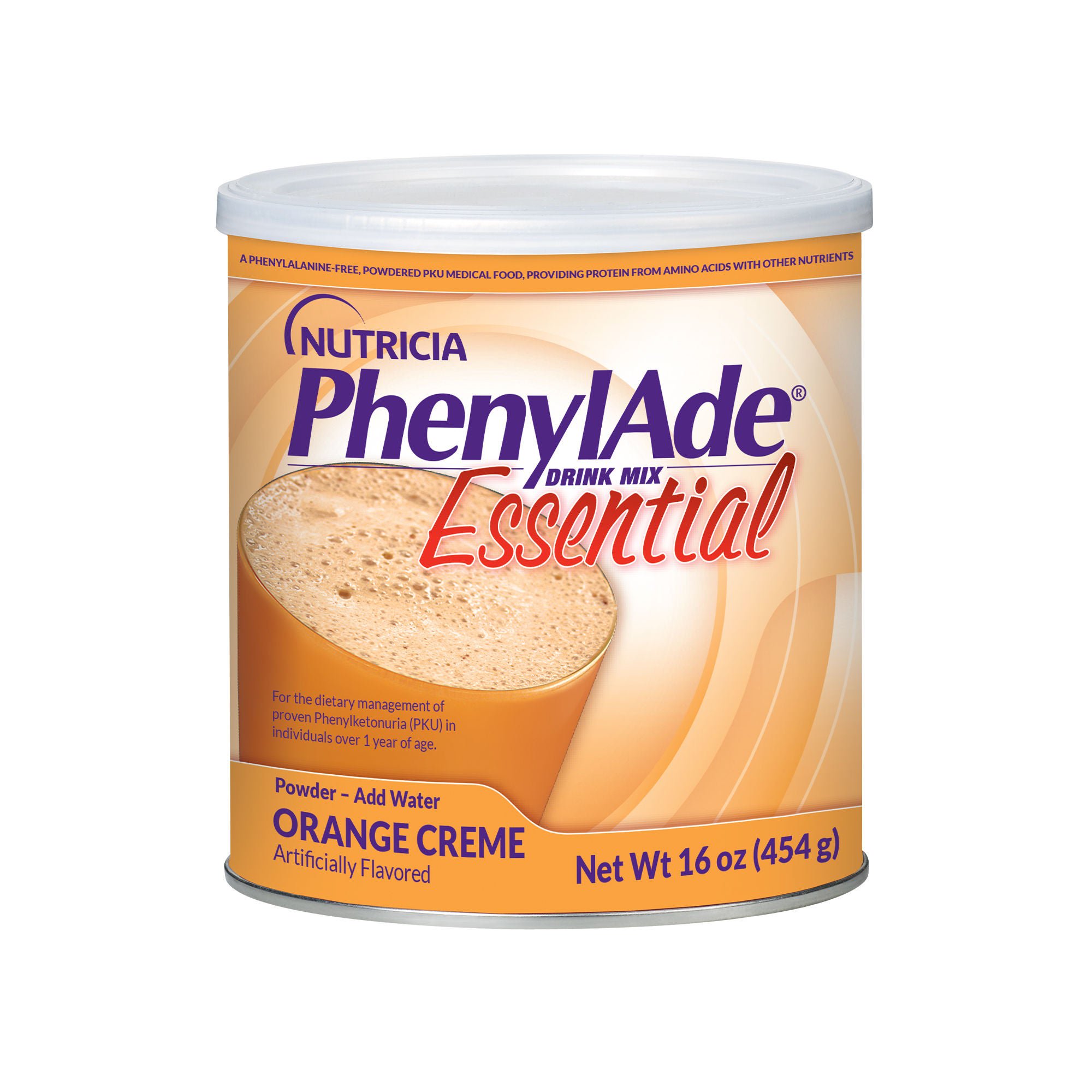 Oral Supplement PhenylAde® Orange Crème Flavor Powder 16 oz. / 454 Gram Canister