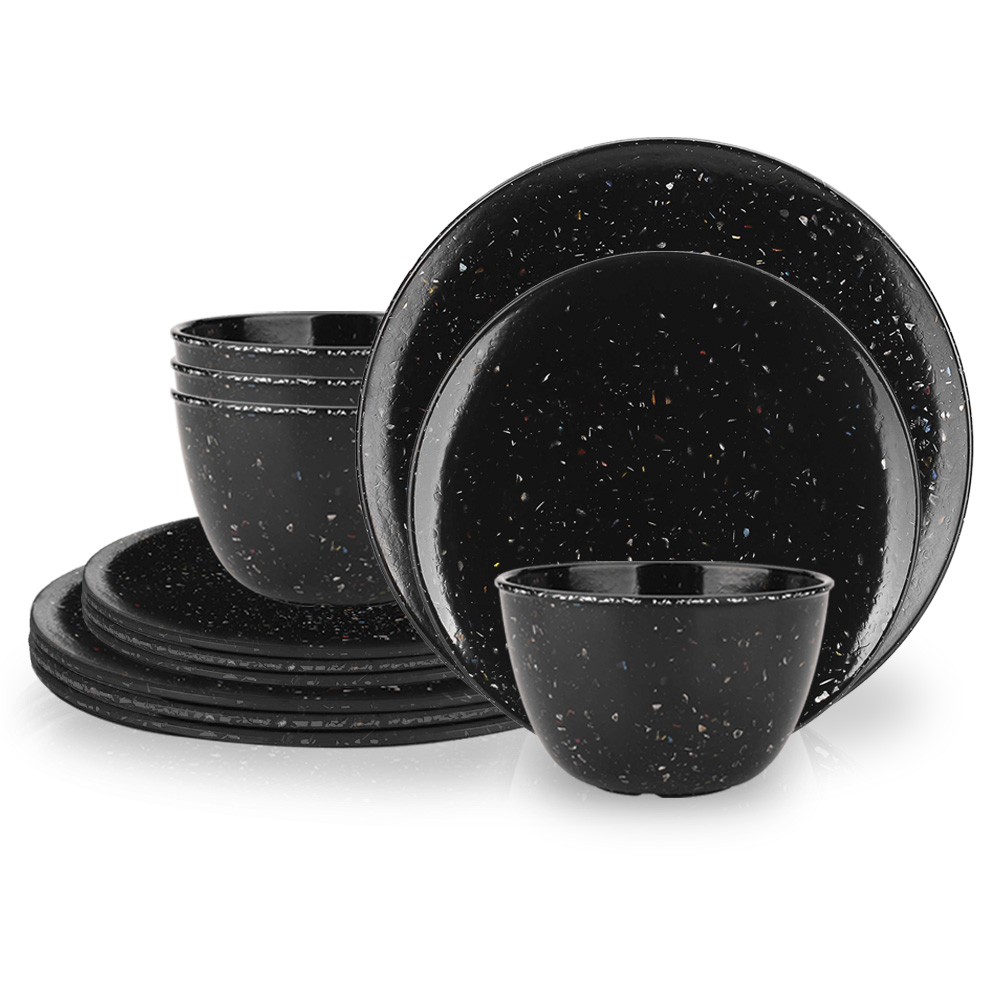 Confetti Dinnerware Set, Black, 12-piece set slideshow image 1 Confetti Dinnerware Set, Black, 12-piece set slideshow image 1