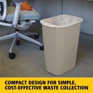 RUB2957BG, Rubbermaid Commercial,  Rectangular Wastebasket, 10.25 gal, Plastic, Beige