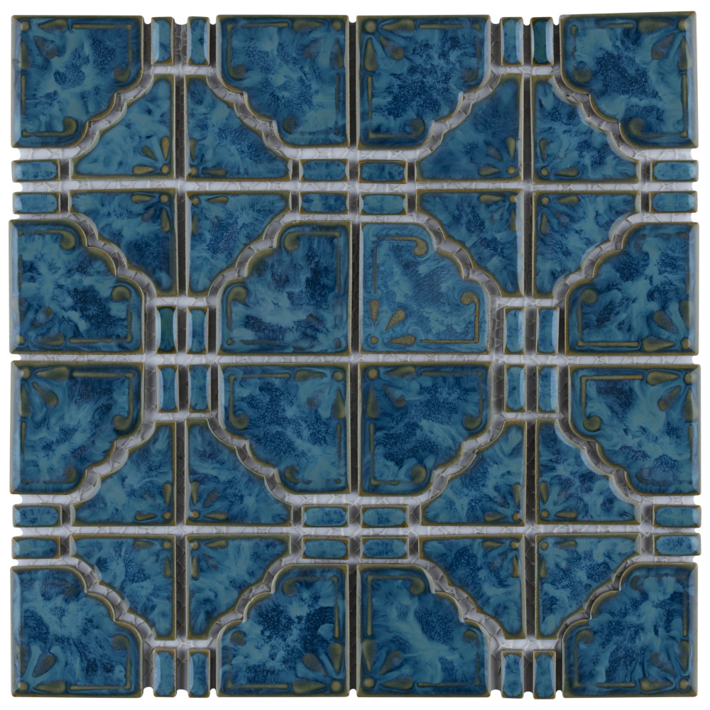 Hudson Moonbeam Pacific Blue 11-7/8 in. x 11-7/8 in. Porcelain Mosaic Tile