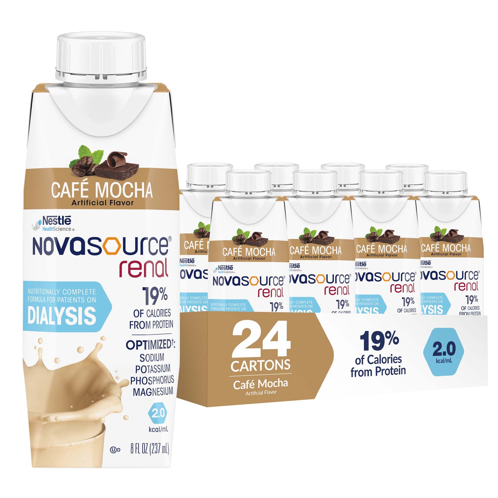 Novasource® Renal Café Mocha Formula for Patients on Dialysis, 8-ounce Carton