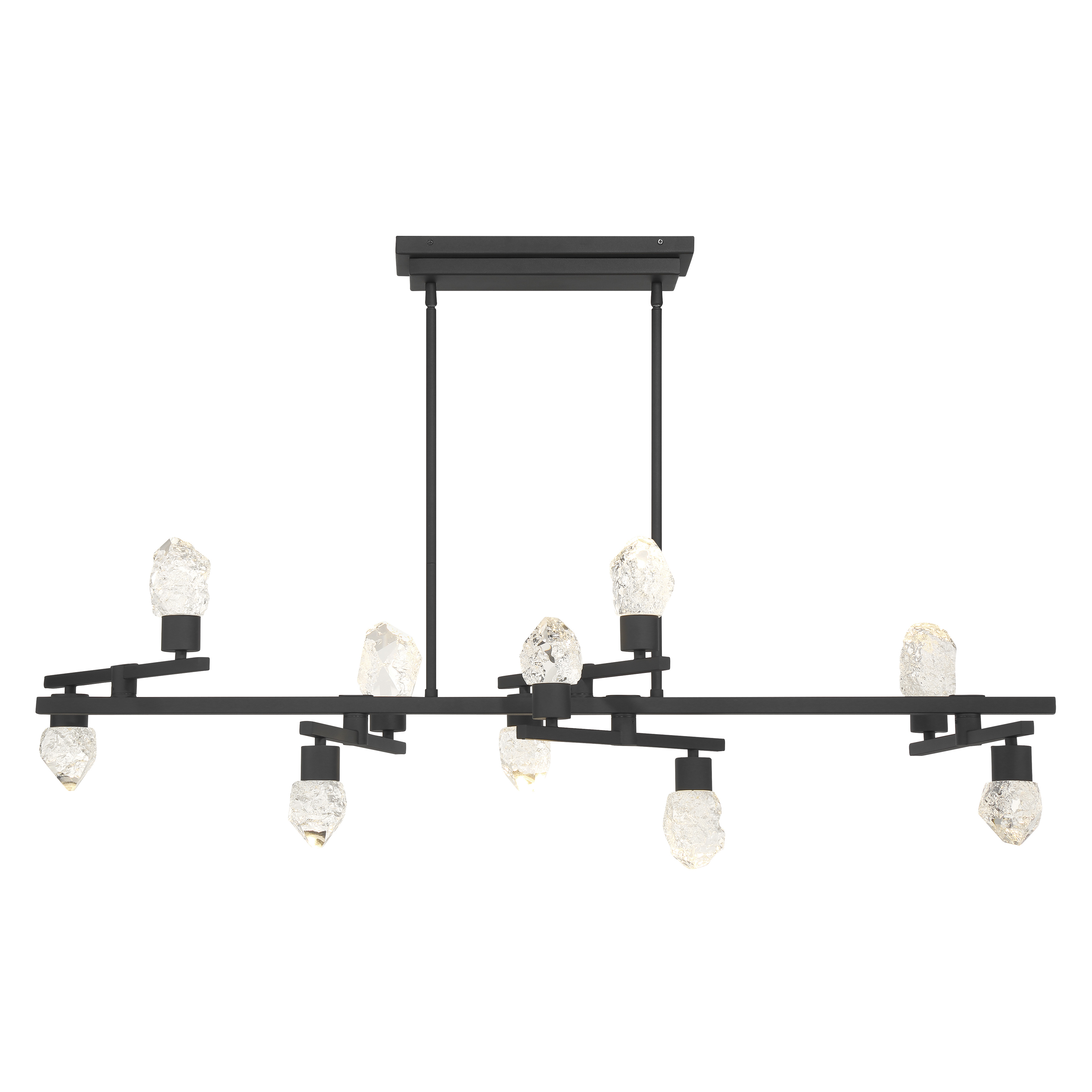 The Kosmyc brings bold contemporary style with its striking linear design featuring 10 integrated LED lights and clear faux rock crystal accents. The Sand Coal Black finish adds industrial edge while the crystal elements provide organic texture and light refraction. - alternate view