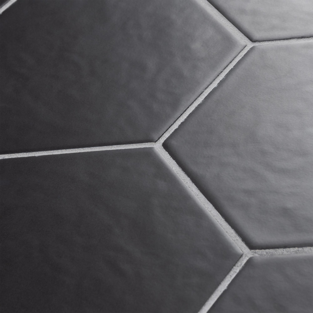 Hexatile Matte Nero 7 in. x 8 in. Porcelain Floor and Wall Tile