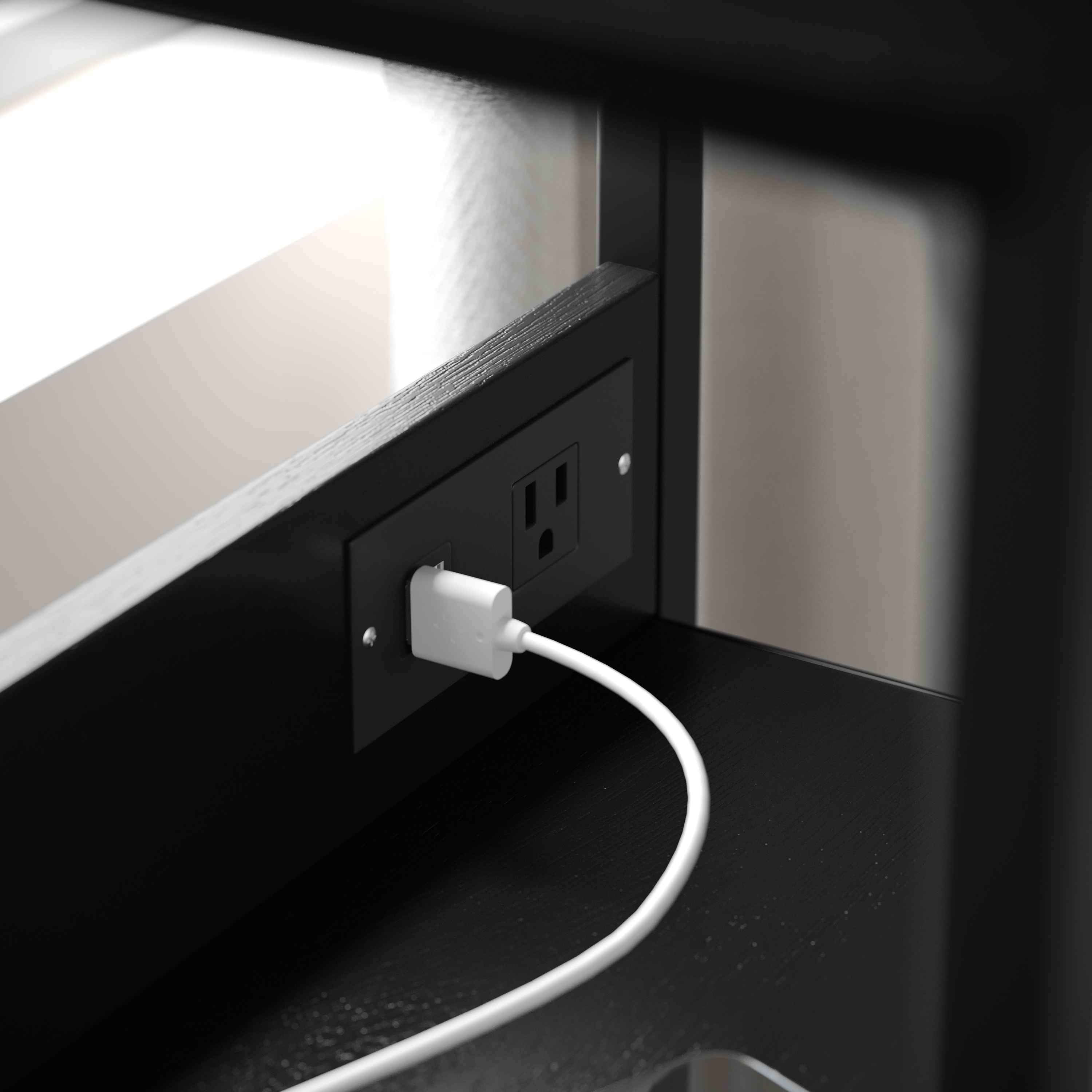 Sodano 3 Drawer Nightstand with Charging Station, 2 USB Ports, 1 Outlet, Blac... - Picture 5 of 25