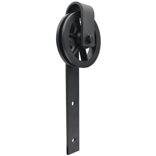 Black Wagon Wheel Side Mount Sliding Barn Door Hardware Kit