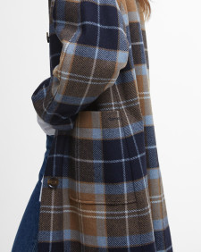 Kira Tartan Wool Car Coat Sky Dress Tartan/Dark Navy