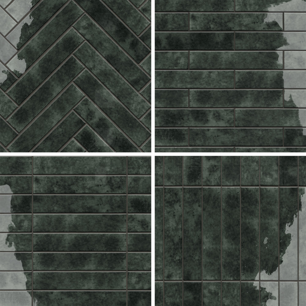 Menorca Forest Black 2-1/2 in. x 12-7/8 in. Ceramic Wall Tile