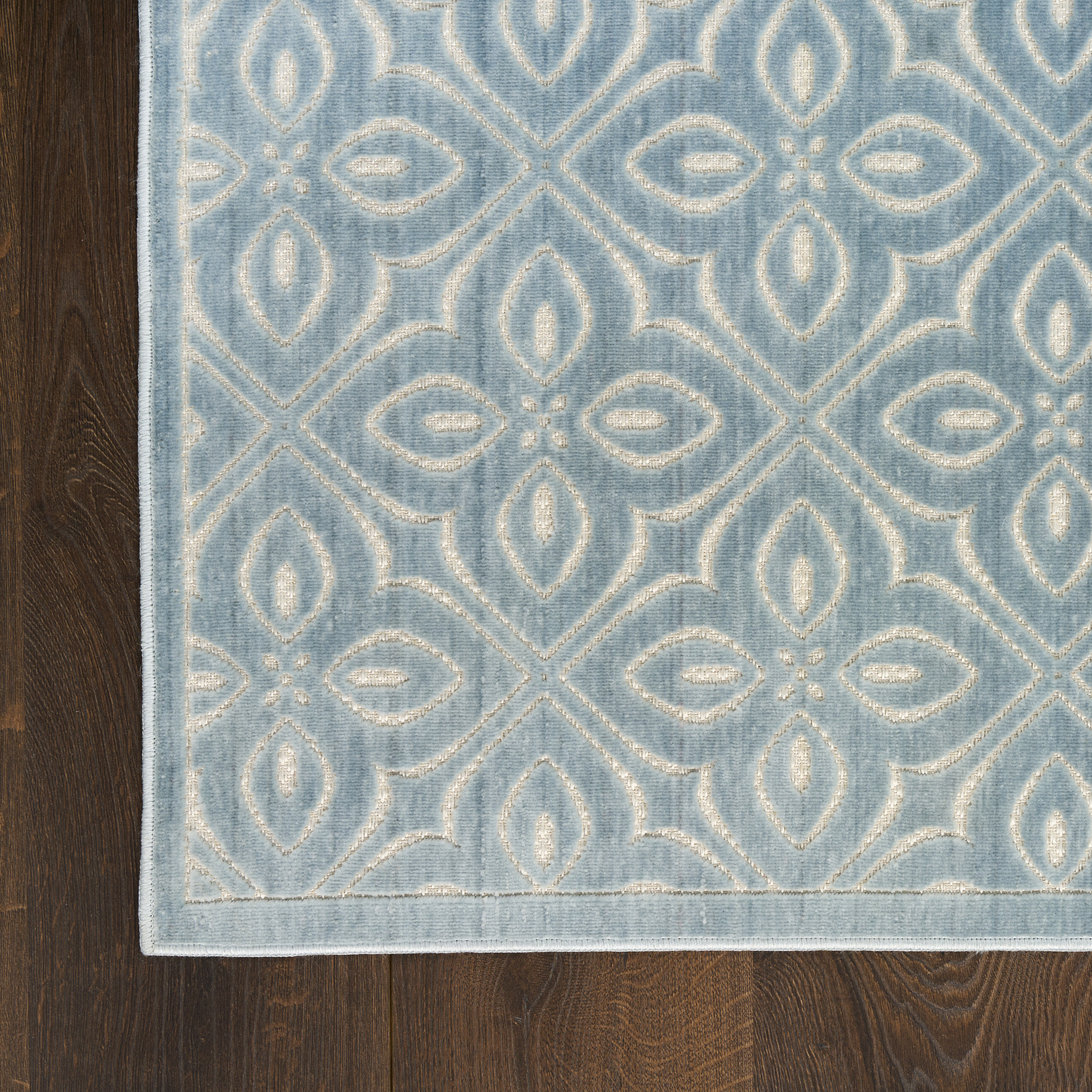Nourison Washable Charm 6' x 9' Blue Ivory Contemporary Indoor Rug