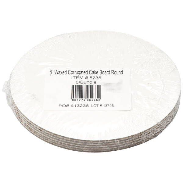 8" Round Waxed Corrugated Cake Board