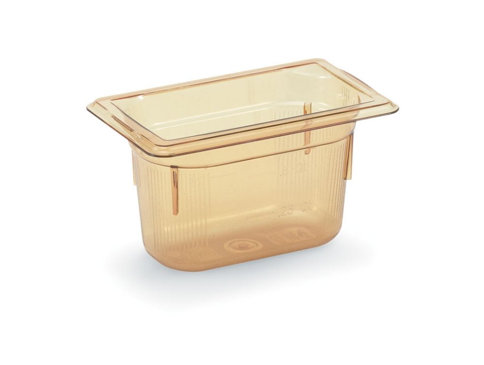 Ninth-size 2 ½-inch-deep Super Pan® high-temperature plastic pan in amber